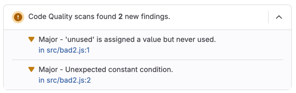 List of code quality issues in the merge request, ordered by decreasing severity