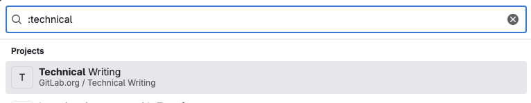 Search bar to find your projects and frequently visited projects.