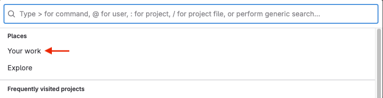 The search bar and the Your work item.