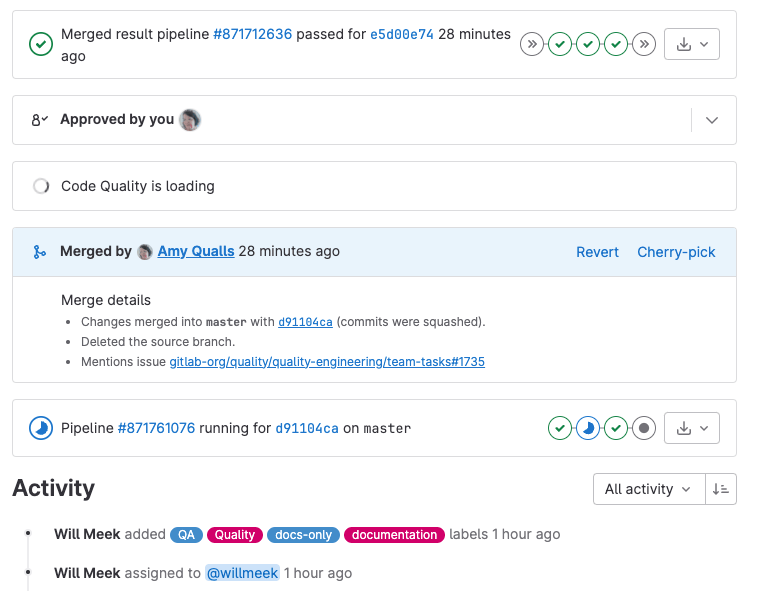 Merge request pipeline